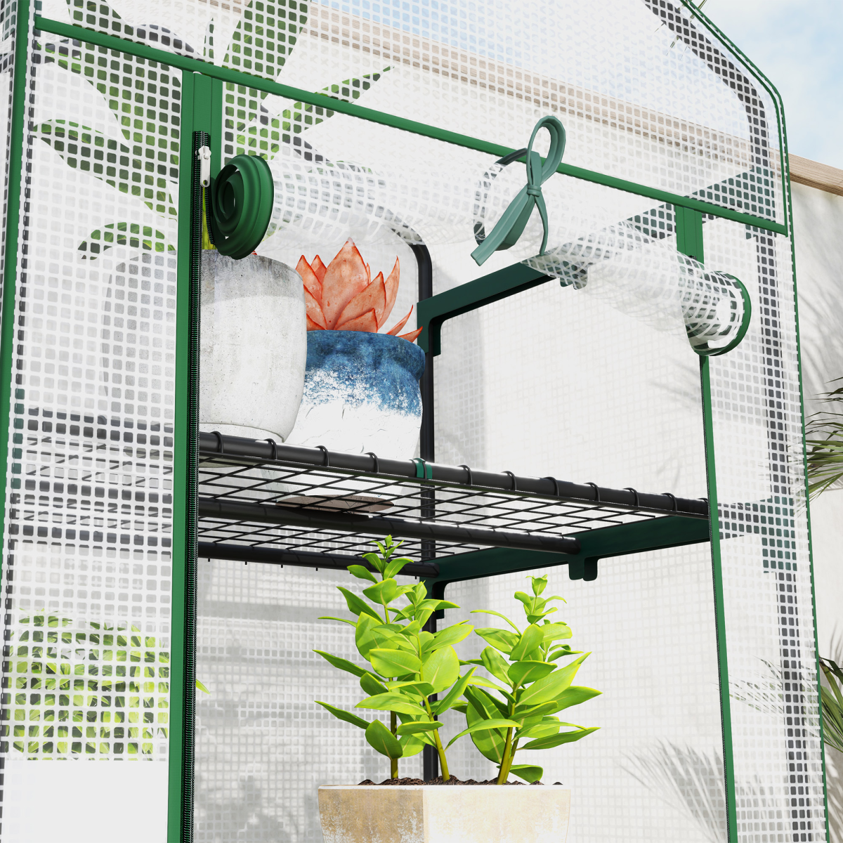 cortex-london-kensington-five-tier-mini-greenhouse-white-green-steel-polyethylene