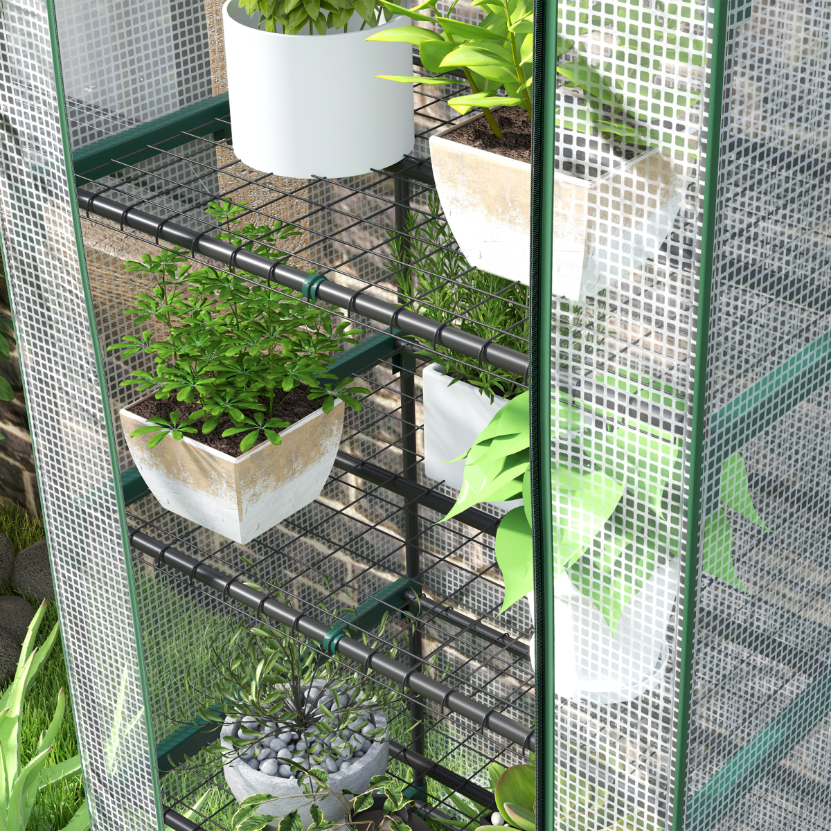 cortex-london-kensington-five-tier-mini-greenhouse-white-green-steel-polyethylene