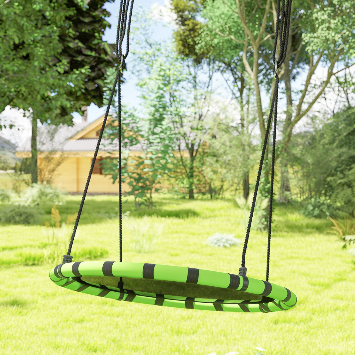 cortex-london-windsor-foam-padded-childrens-swing-seat-black-green-60cm