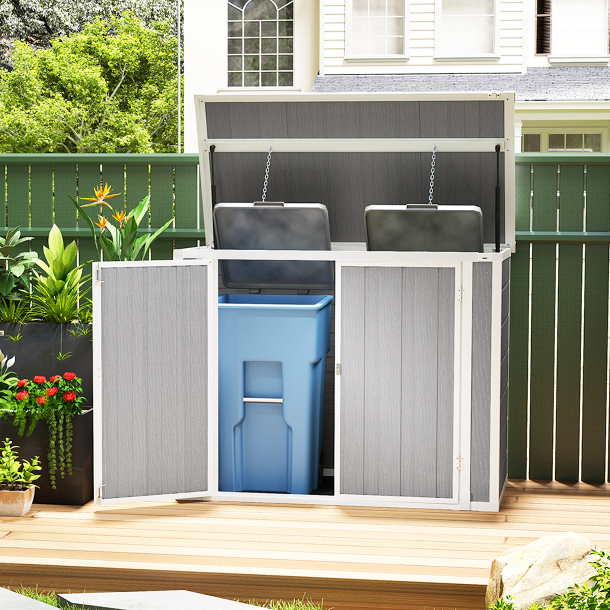cortex-london-windsor-double-bin-garden-storage-shed-grey