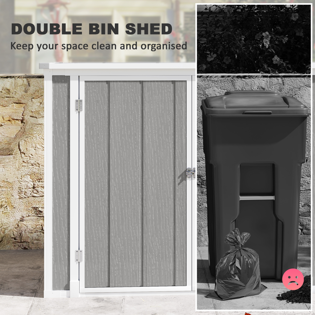 cortex-london-windsor-double-bin-garden-storage-shed-grey