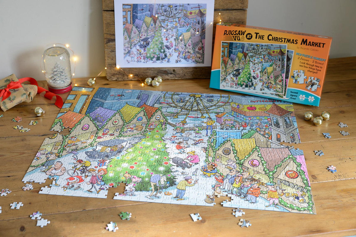 Djigsaw Vu at the Christmas Market 2 x 1000 Jigsaw Puzzles