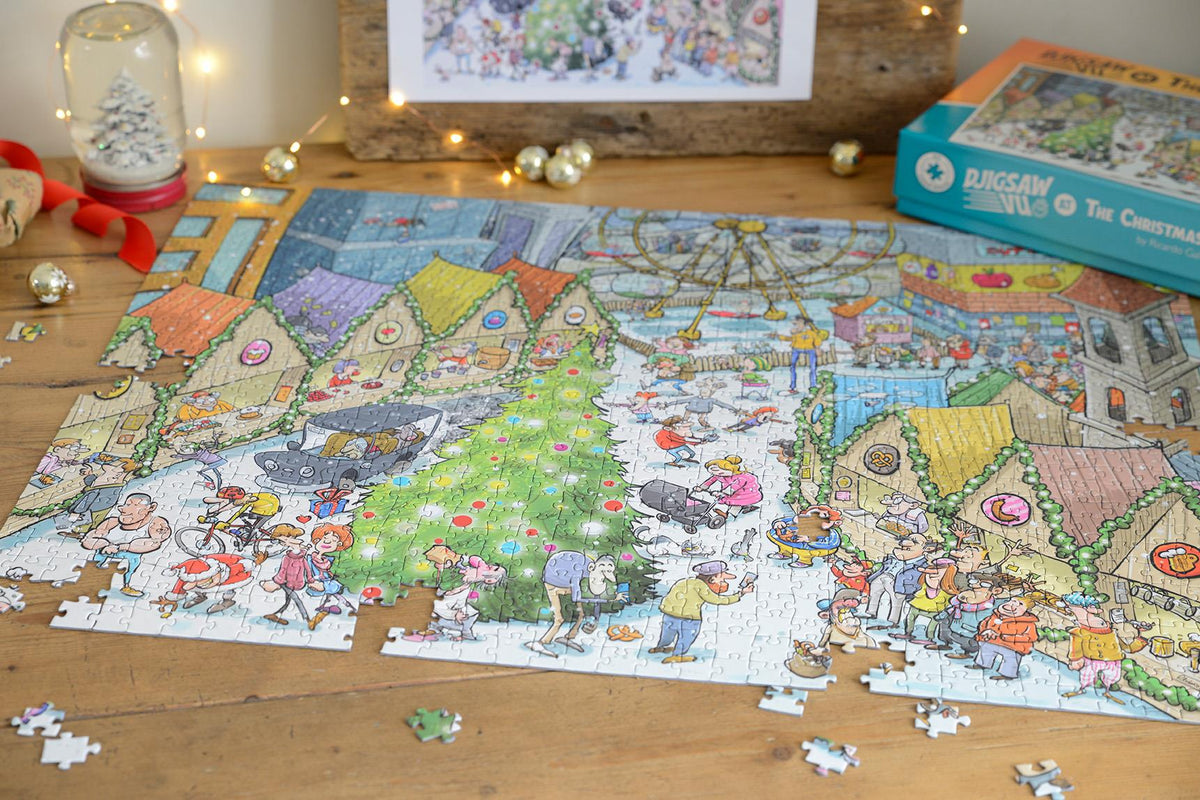 Djigsaw Vu at the Christmas Market 2 x 1000 Jigsaw Puzzles