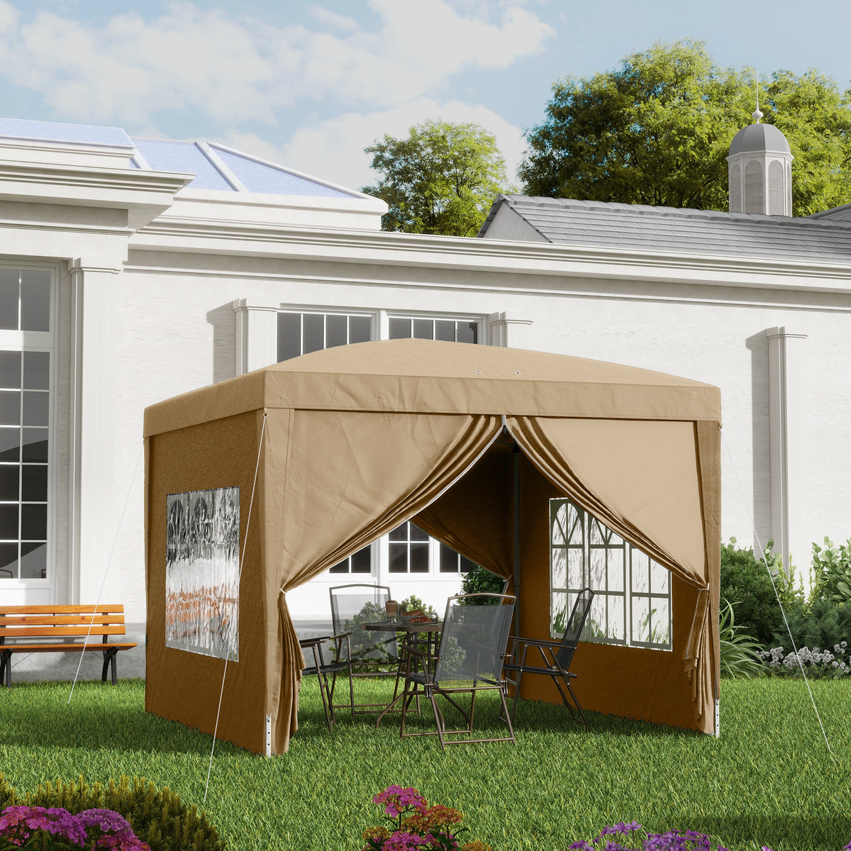 cortex-london-windsor-khaki-pop-up-gazebo-party-tent-3x3m
