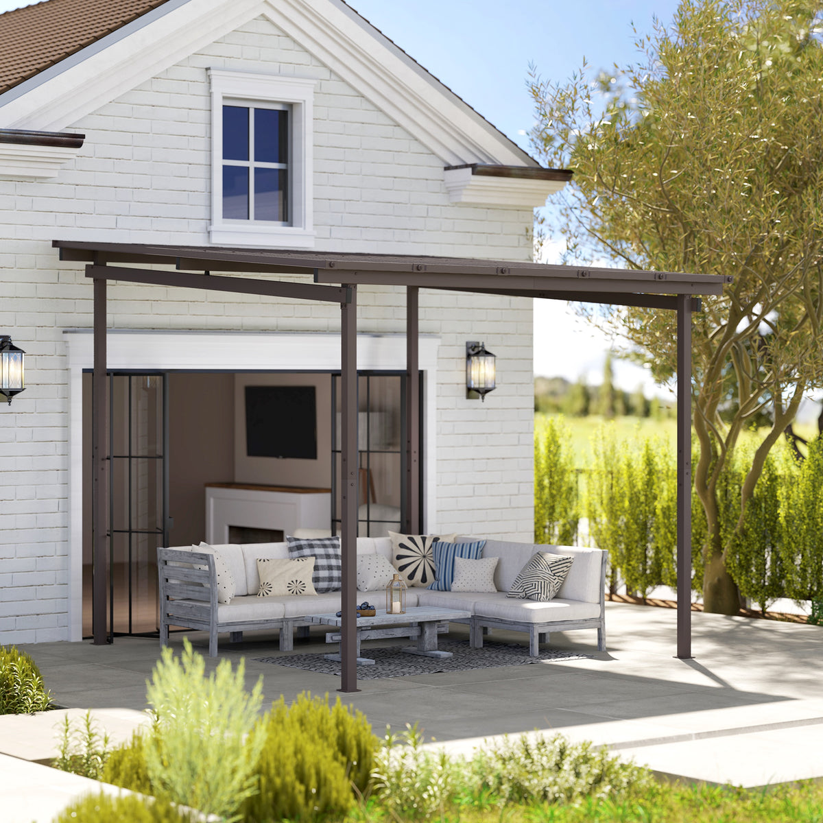 cortex-london-windsor-brown-metal-lean-to-waterproof-pergola