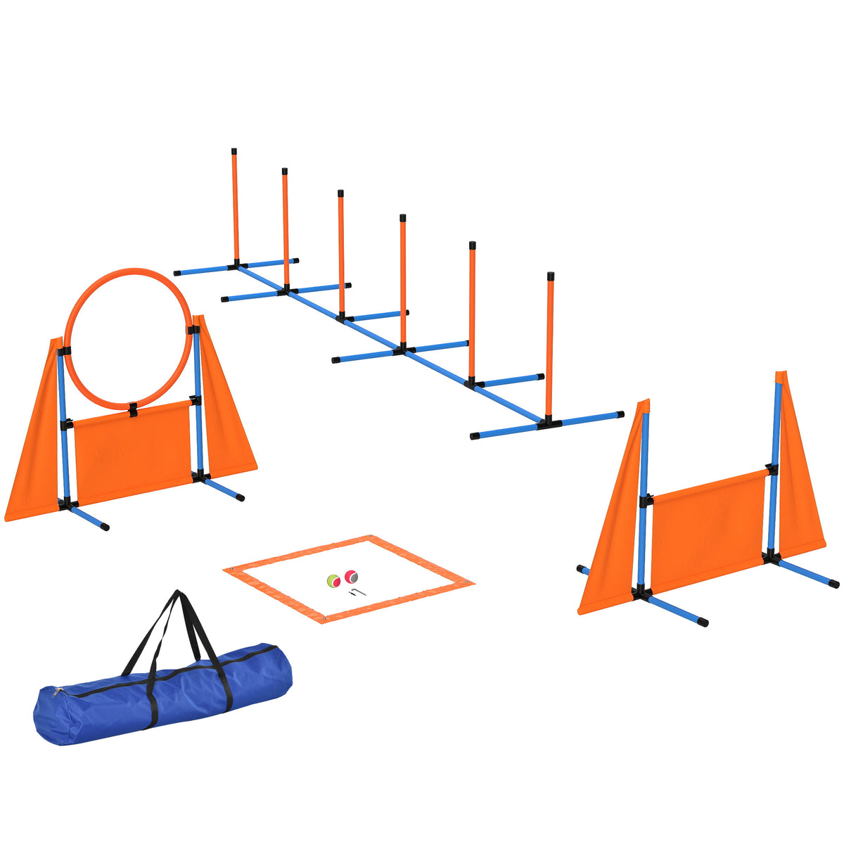 cortex-london-york-dog-agility-training-kit-six-piece-jumps-weave-poles-blue-orange