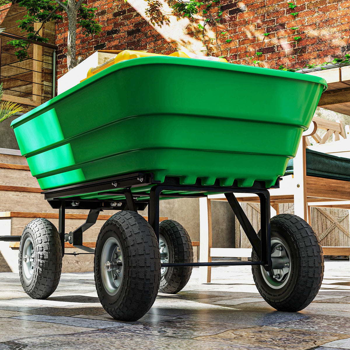cortex-london-windsor-10-inch-garden-cart-pneumatic-wheels-set-of-four-black