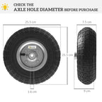 Outsunny Set of Four 10" Pneumatic Wheels for Barn Carts, Garden Cart Black