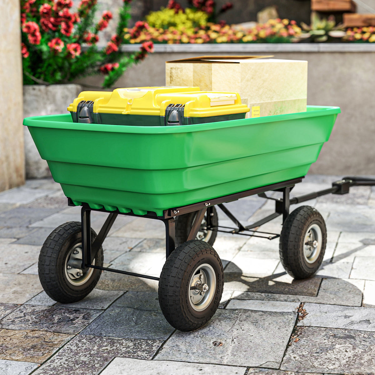 cortex-london-windsor-10-inch-garden-cart-pneumatic-wheels-set-of-four-black