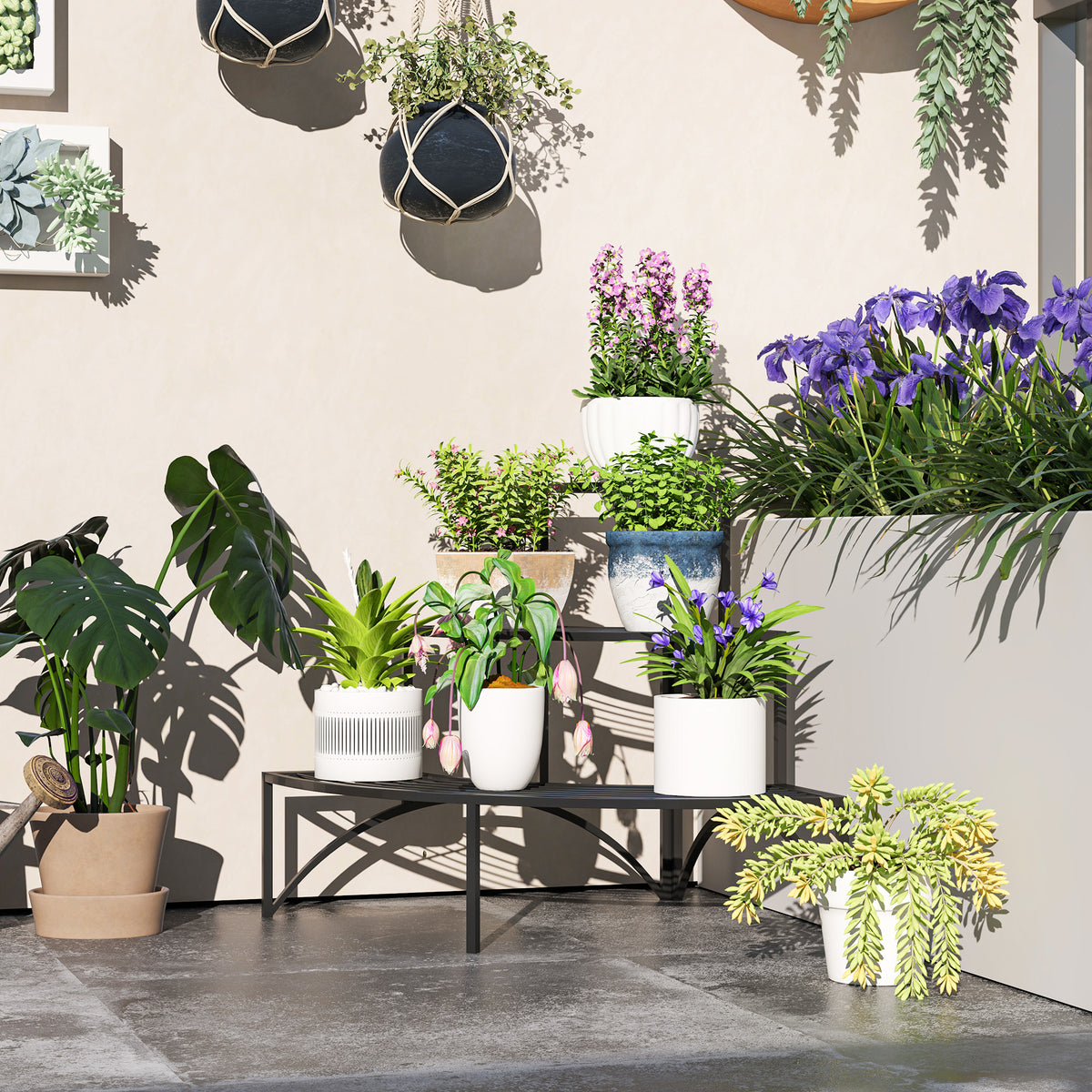 cortex-london-kensington-three-tier-metal-corner-plant-stand-black