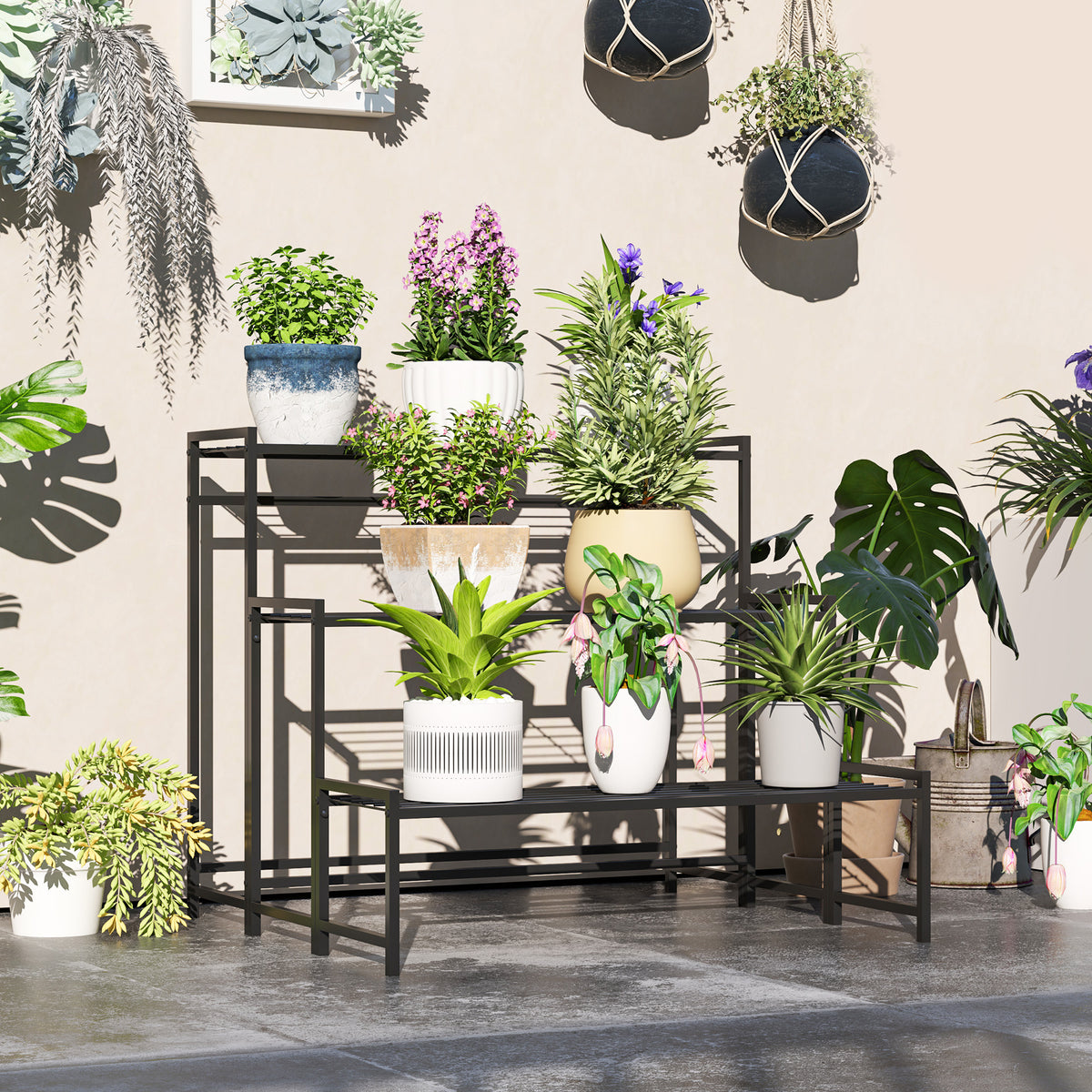 cortex-london-windsor-three-tier-metal-ladder-plant-stand-black