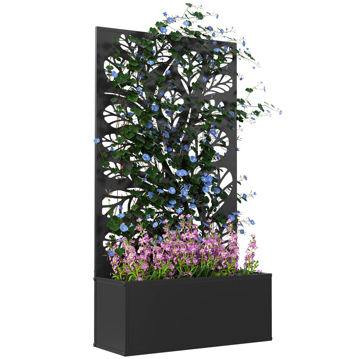 cortex-london-kensington-metal-raised-garden-planter-trellis-black