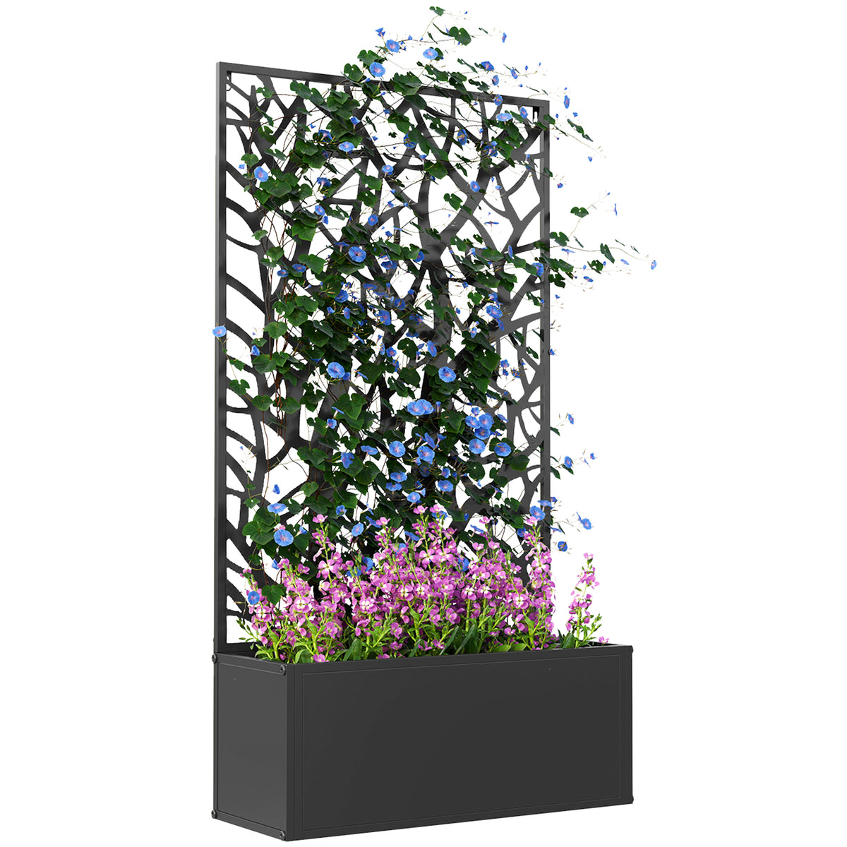 cortex-london-windsor-metal-raised-garden-planter-with-trellis-black