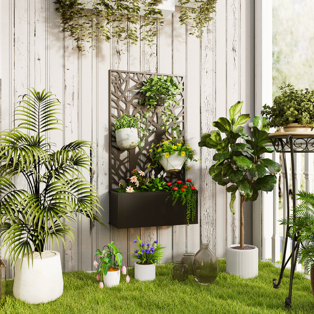 cortex-london-windsor-metal-raised-garden-planter-with-trellis-black