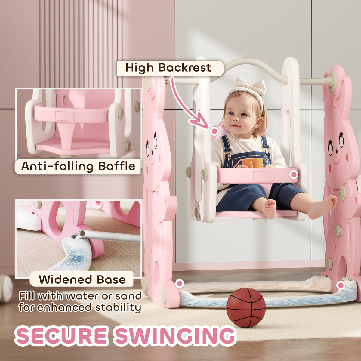 cortex-london-windsor-rabbit-playground-set-pink-slide-swing-climber-basketball-hoop