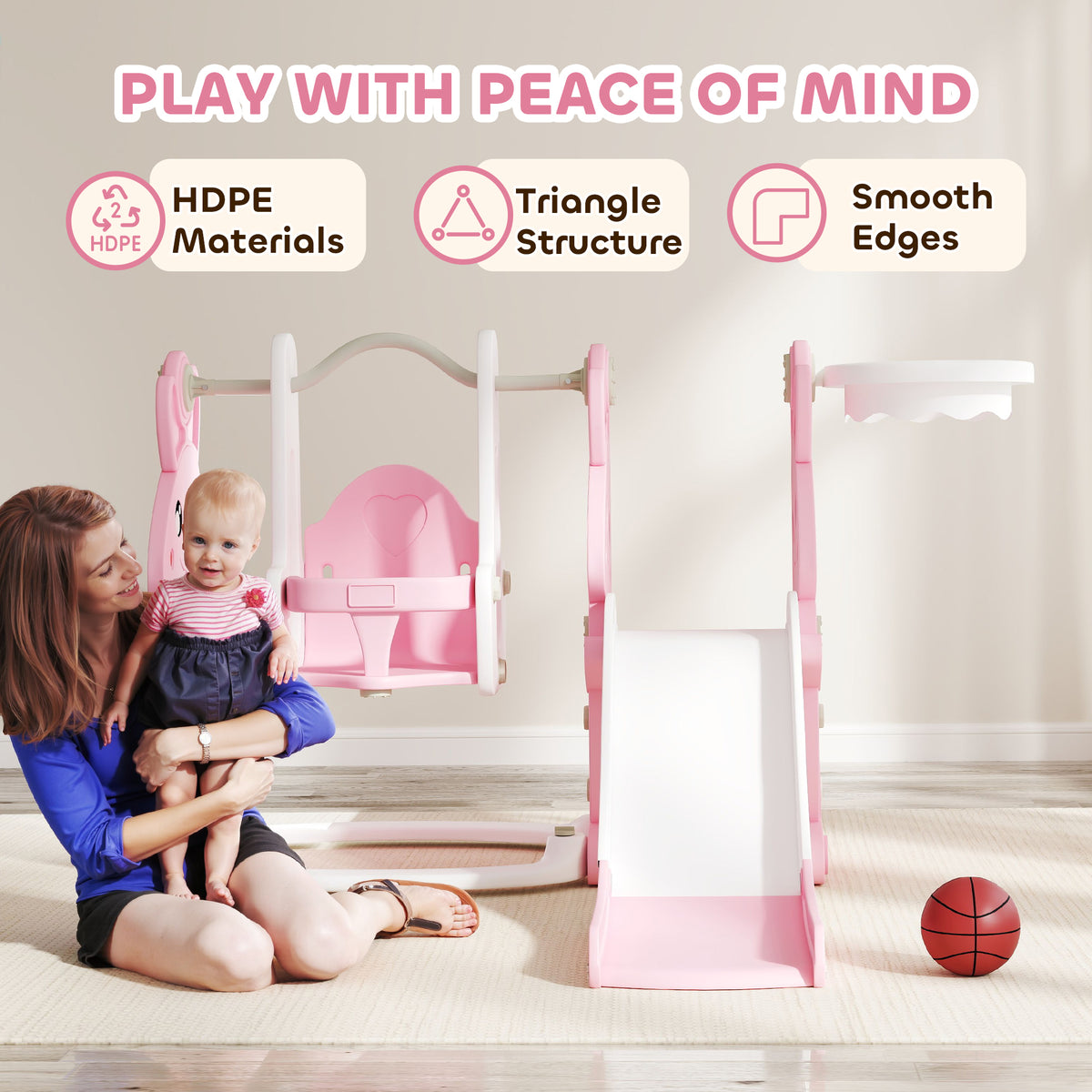 cortex-london-windsor-rabbit-playground-set-pink-slide-swing-climber-basketball-hoop