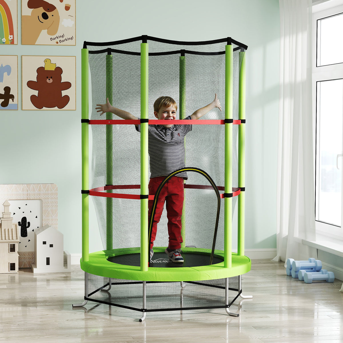 cortex-london-windsor-kids-trampoline-bouncer-enclosure-green
