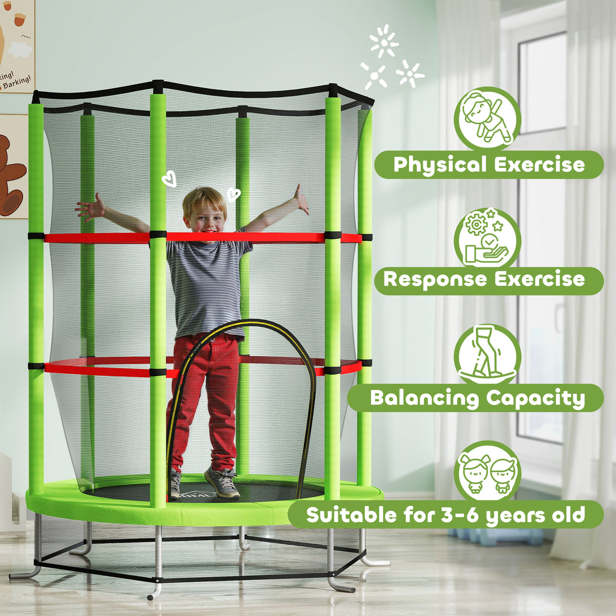 cortex-london-windsor-kids-trampoline-bouncer-enclosure-green