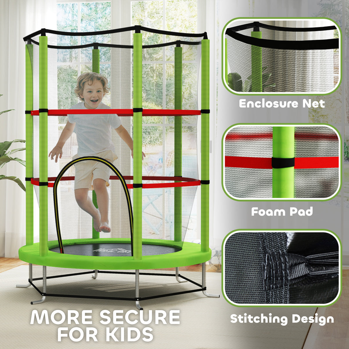 cortex-london-windsor-kids-trampoline-bouncer-enclosure-green