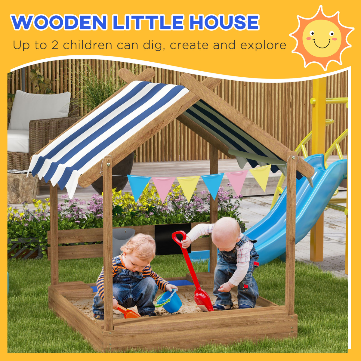 cortex-london-windsor-kids-sand-pit-playhouse-canopy-blackboard-sink