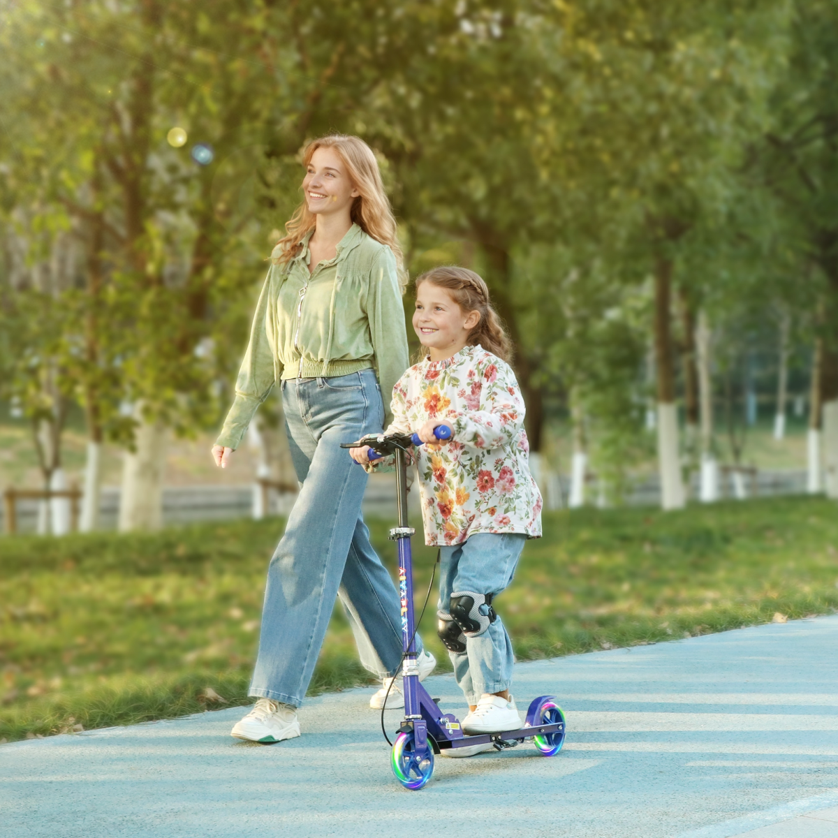 cortex-london-windsor-glow-adjustable-kids-scooter-black-folding-self-powering-lights