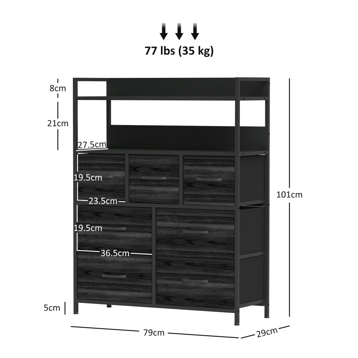 cortex-london-york-seven-drawer-black-bedroom-dresser-with-shelves