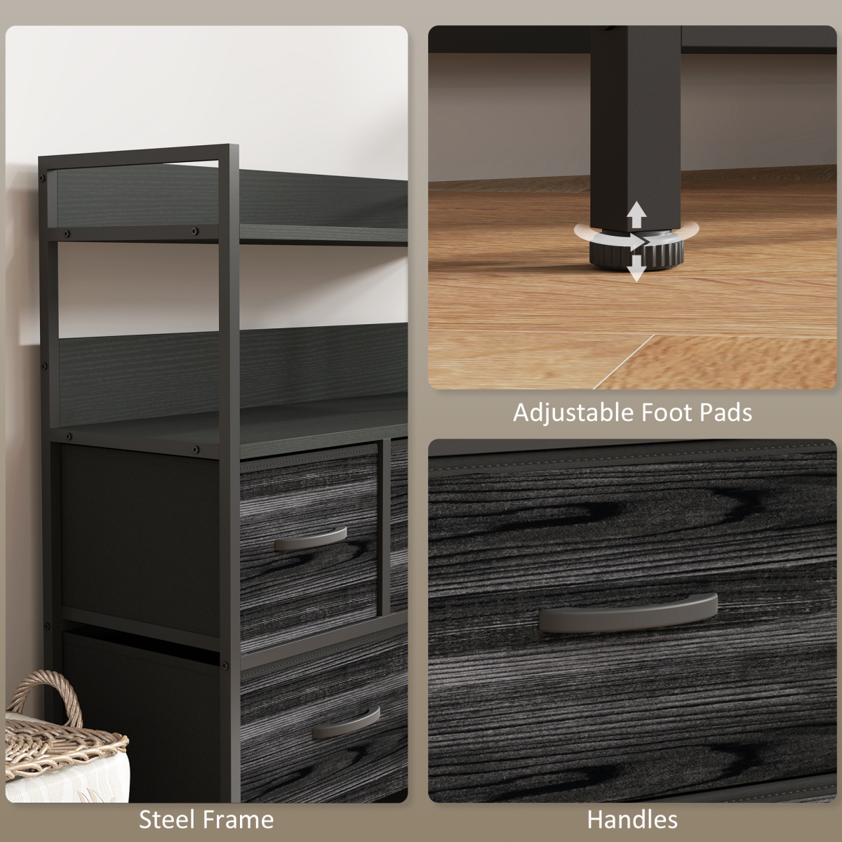cortex-london-york-seven-drawer-black-bedroom-dresser-with-shelves
