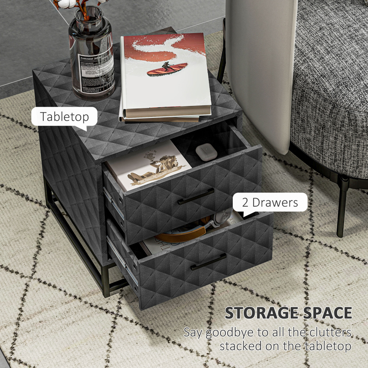 cortex-london-windsor-black-bedside-tables-set-of-2-with-steel-legs