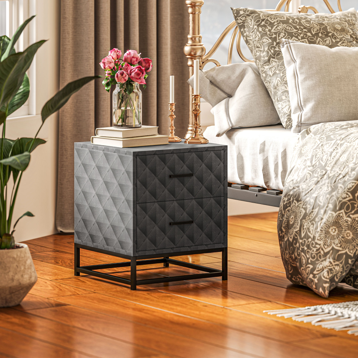 cortex-london-windsor-black-bedside-tables-set-of-2-with-steel-legs