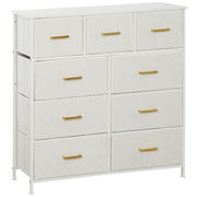 Stylish Cream White Storage Unit with Nine Drawers and Durable Steel Frame