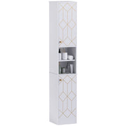 HOMCOM Slim Bathroom Storage Unit, Bathroom Cabinet with Doors, White
