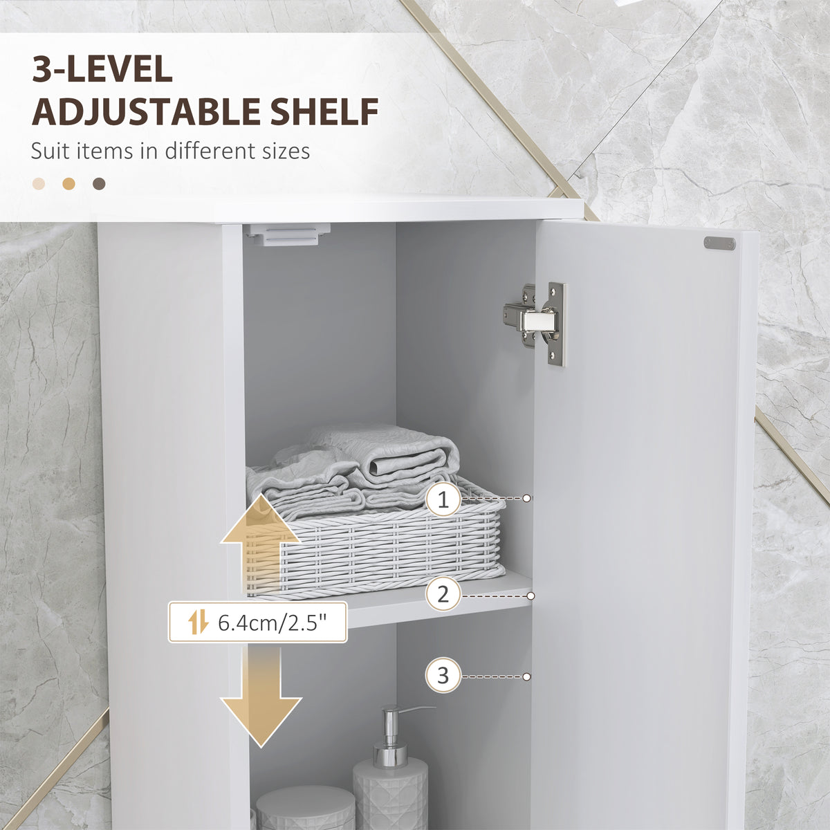 HOMCOM Slim Bathroom Storage Unit, Bathroom Cabinet with Doors, White