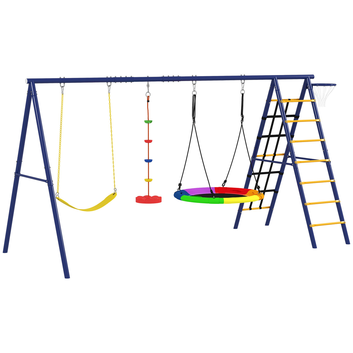 cortex-london-windsor-kids-swing-set-three-swings-climbing-net