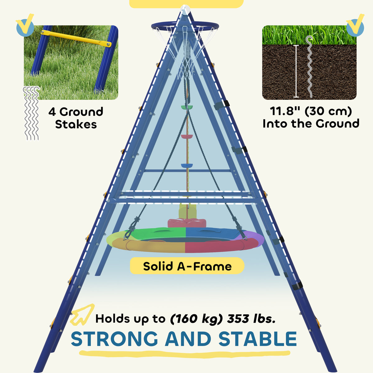 cortex-london-windsor-kids-swing-set-three-swings-climbing-net