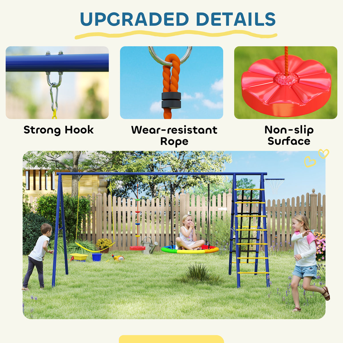 cortex-london-windsor-kids-swing-set-three-swings-climbing-net