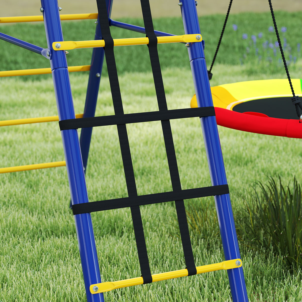 cortex-london-windsor-kids-swing-set-three-swings-climbing-net