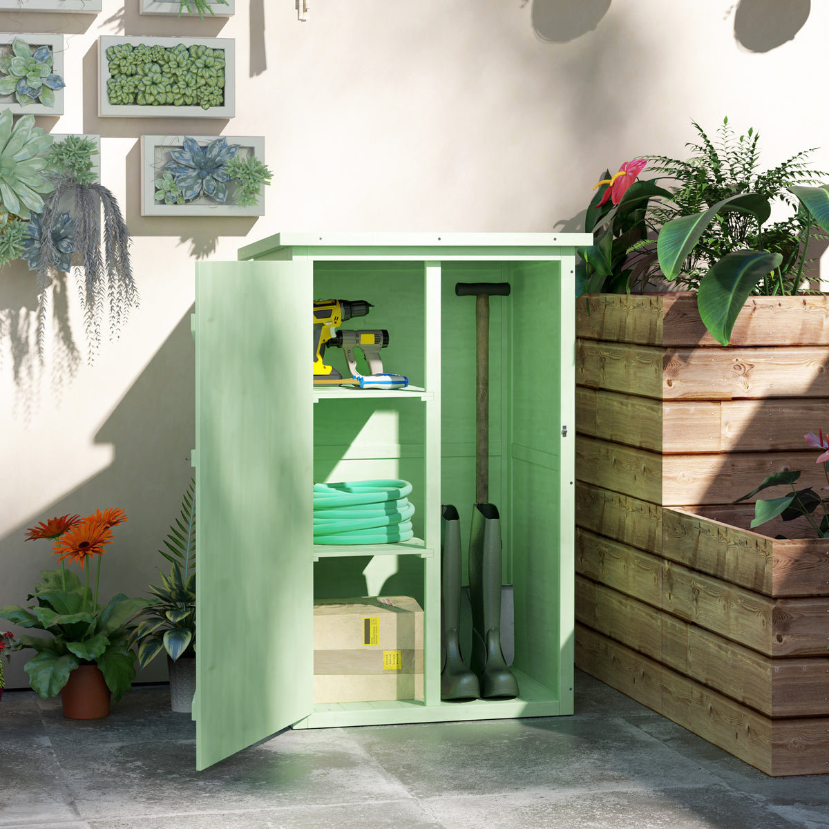 cortex-london-windsor-fir-wood-garden-tool-storage-shed-green