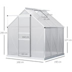 Outsunny Polycarbonate Walk-in Garden Greenhouse w/ Sliding Door Silver Tone