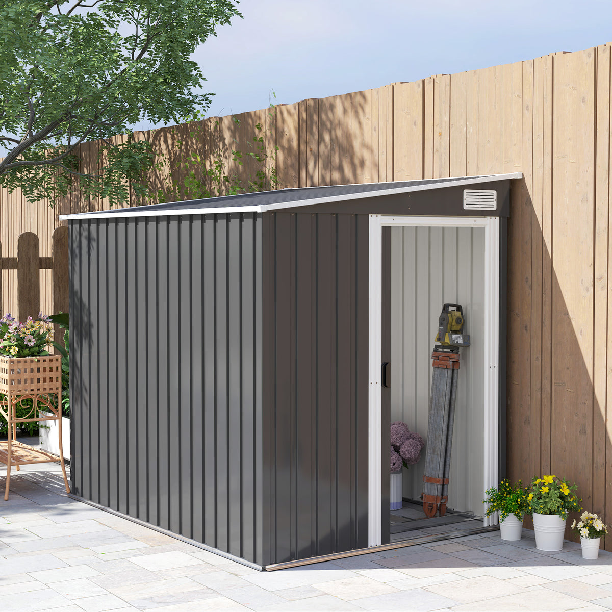 cortex-london-windsor-7-x-5ft-dark-grey-galvanised-steel-lean-to-garden-shed
