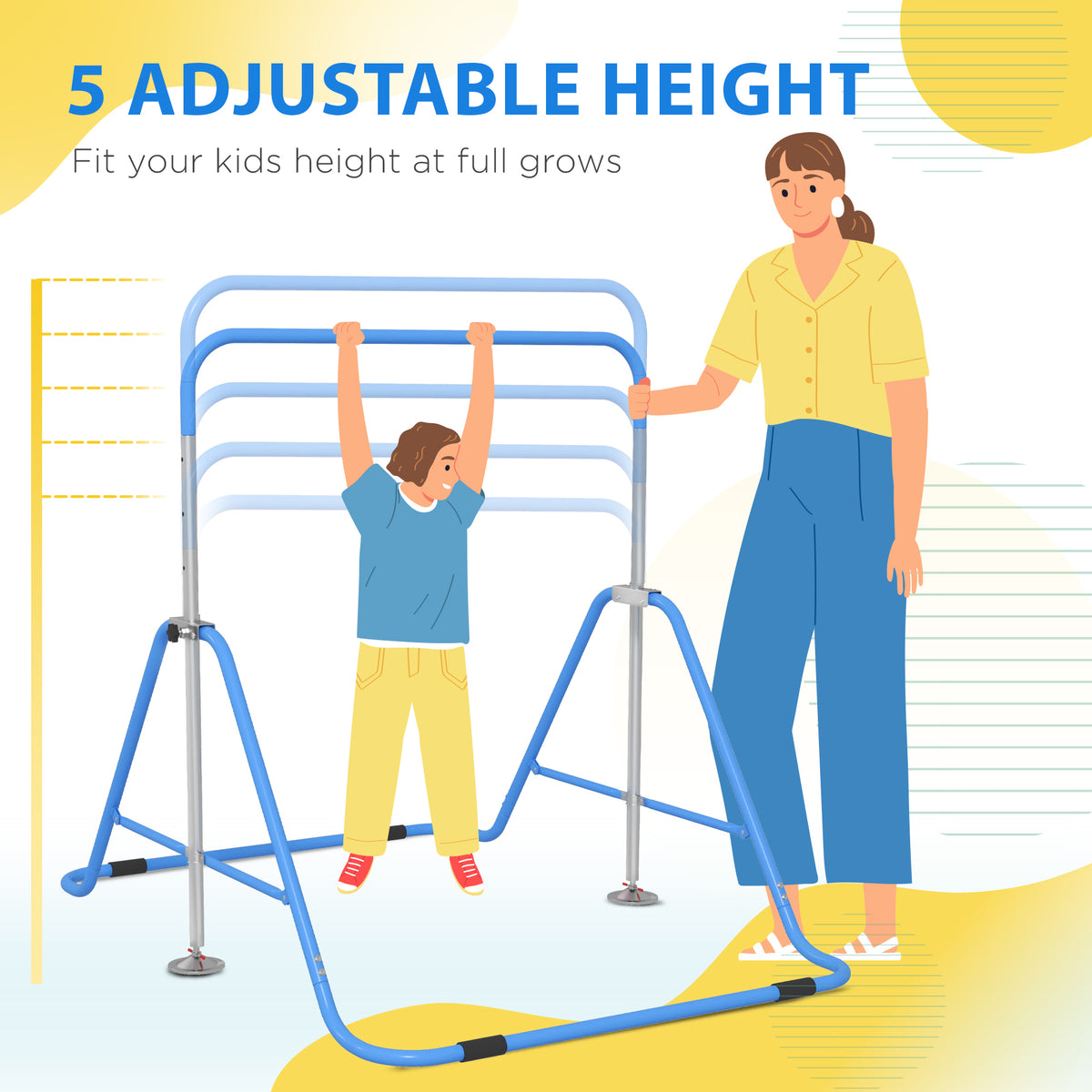 cortex-london-windsor-blue-adjustable-kids-gymnastics-bar-steel