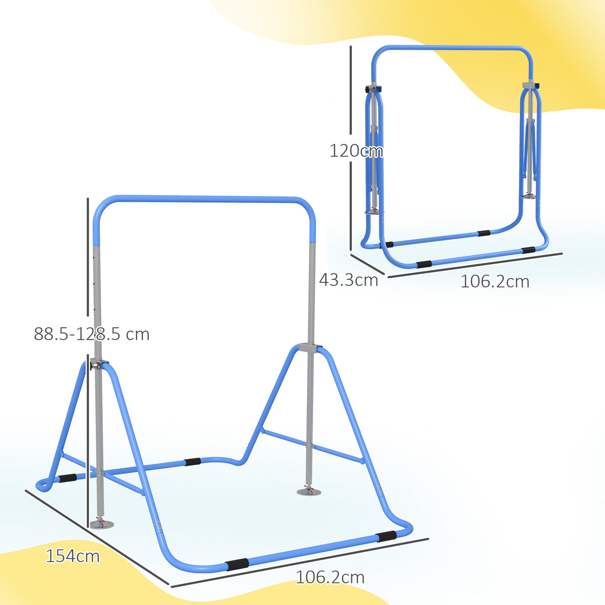 cortex-london-windsor-blue-adjustable-kids-gymnastics-bar-steel