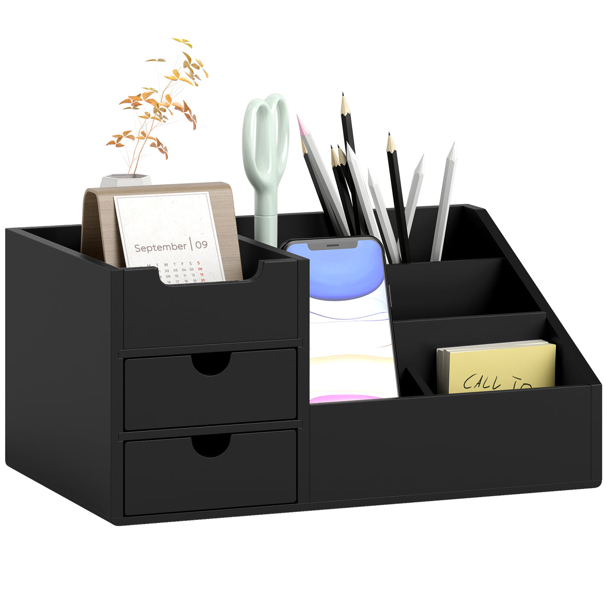 cortex-london-windsor-bamboo-desk-organiser-two-drawers-seven-compartments-black