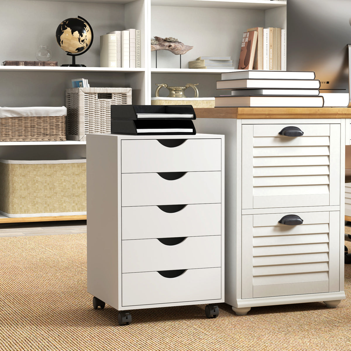 cortex-london-york-white-five-drawer-mobile-filing-cabinet