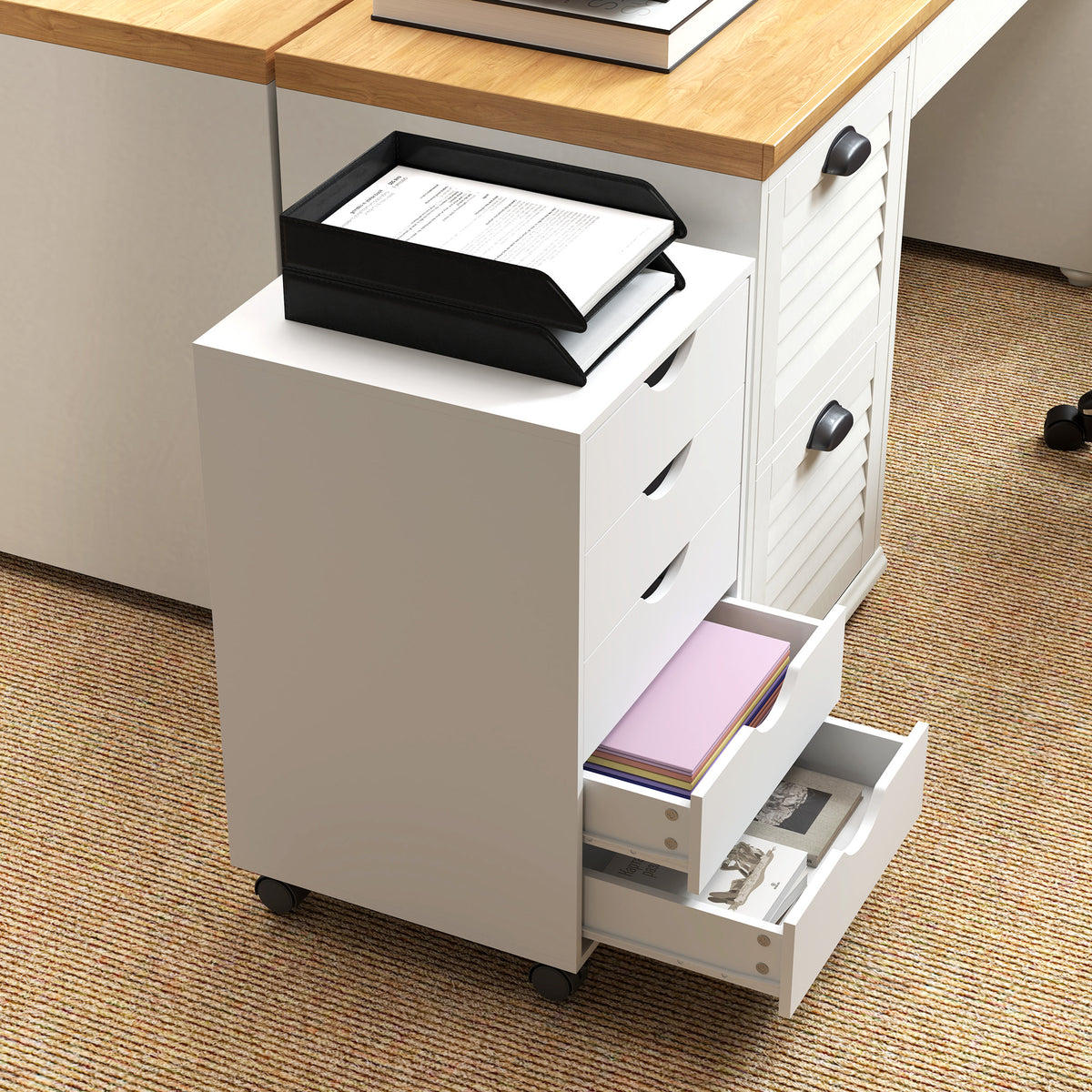 cortex-london-york-white-five-drawer-mobile-filing-cabinet