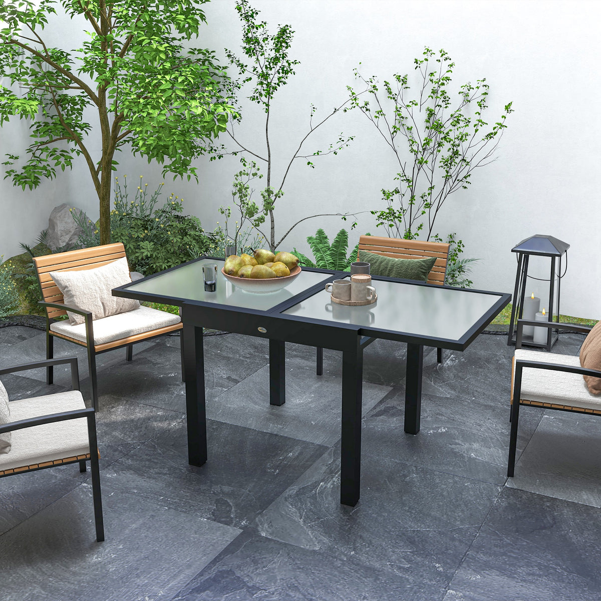 cortex-london-windsor-extendable-outdoor-dining-table-black-clear-tempered-glass-aluminium