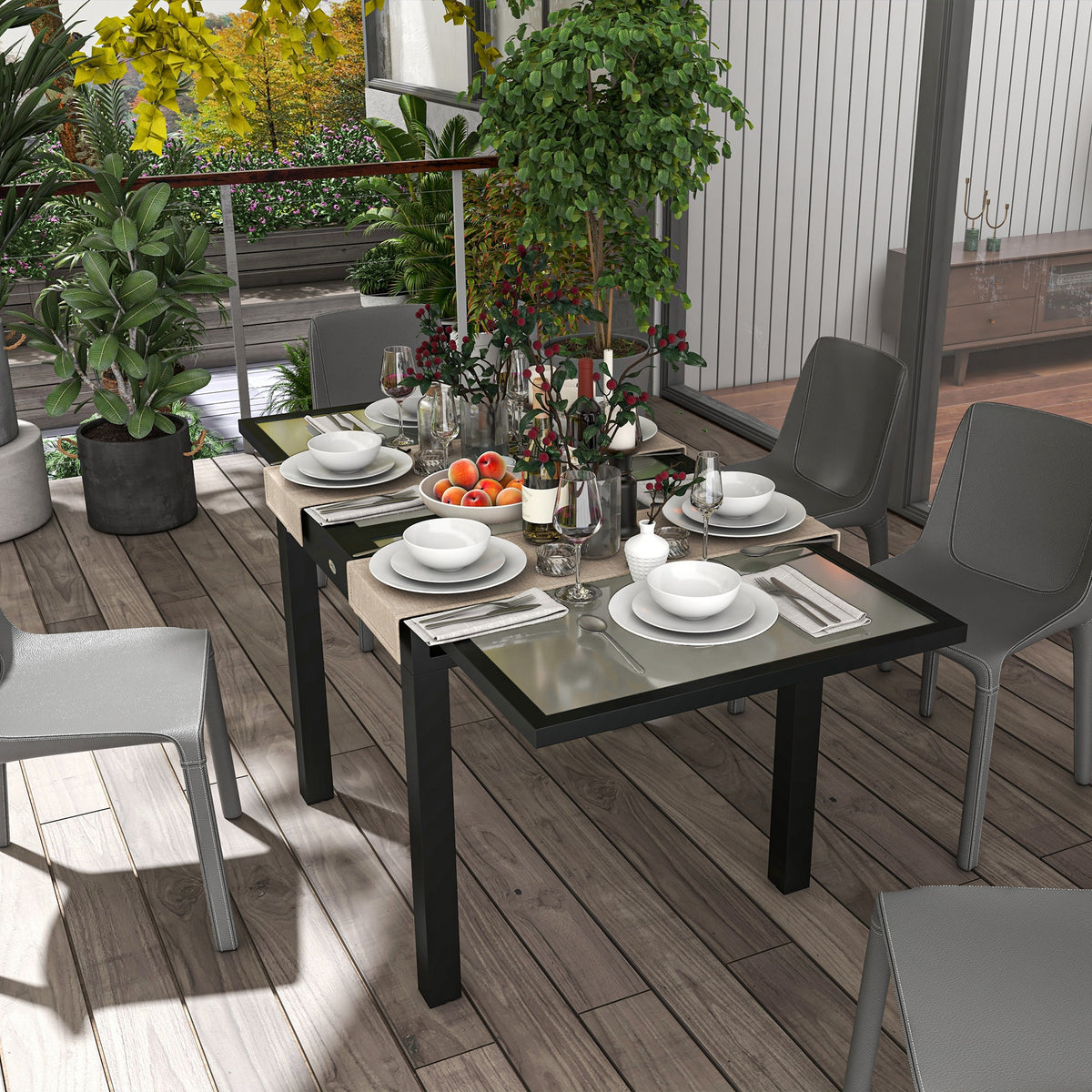 cortex-london-windsor-extendable-outdoor-dining-table-black-clear-tempered-glass-aluminium