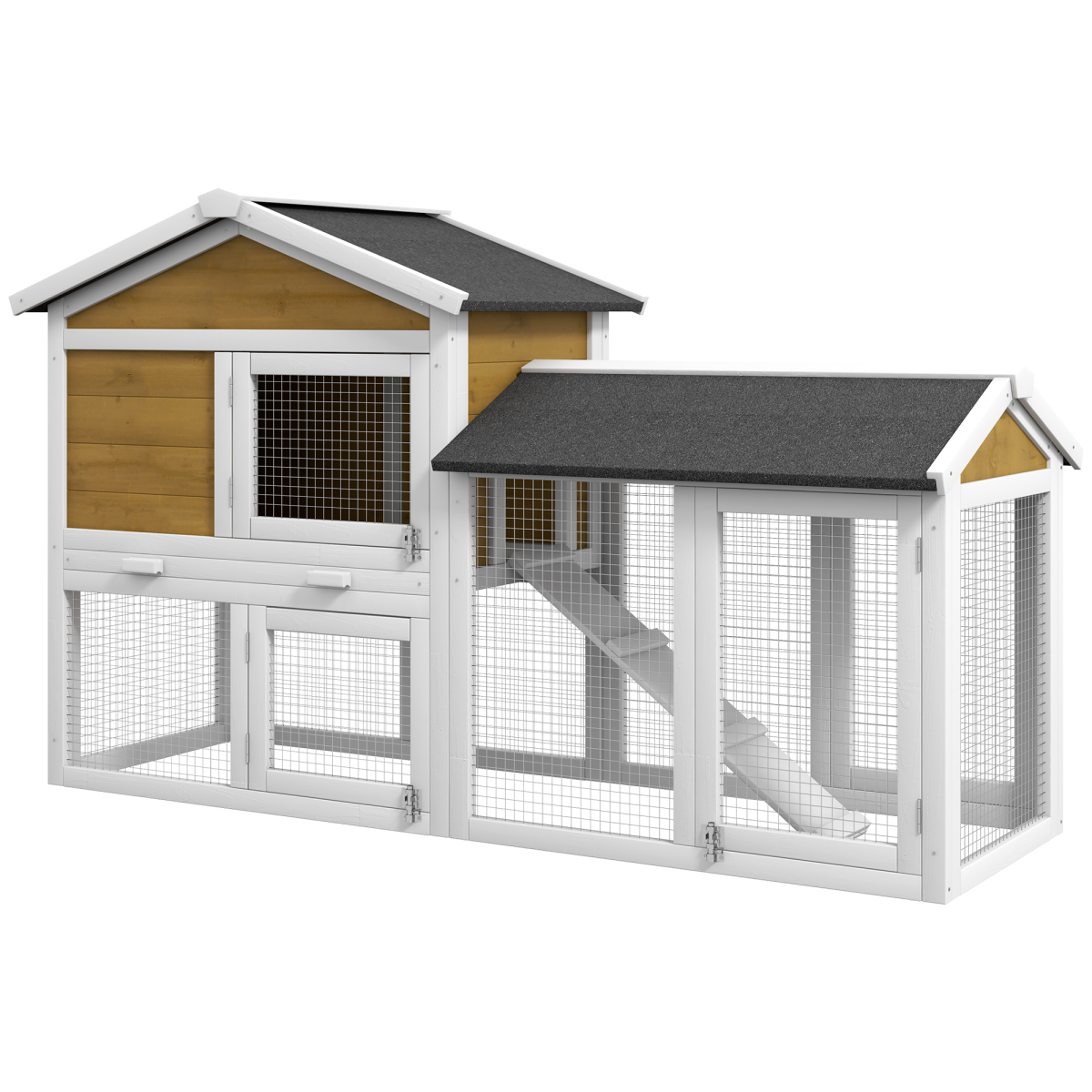 cortex-london-york-two-tier-wooden-rabbit-guinea-pig-hutch-yellow-fir