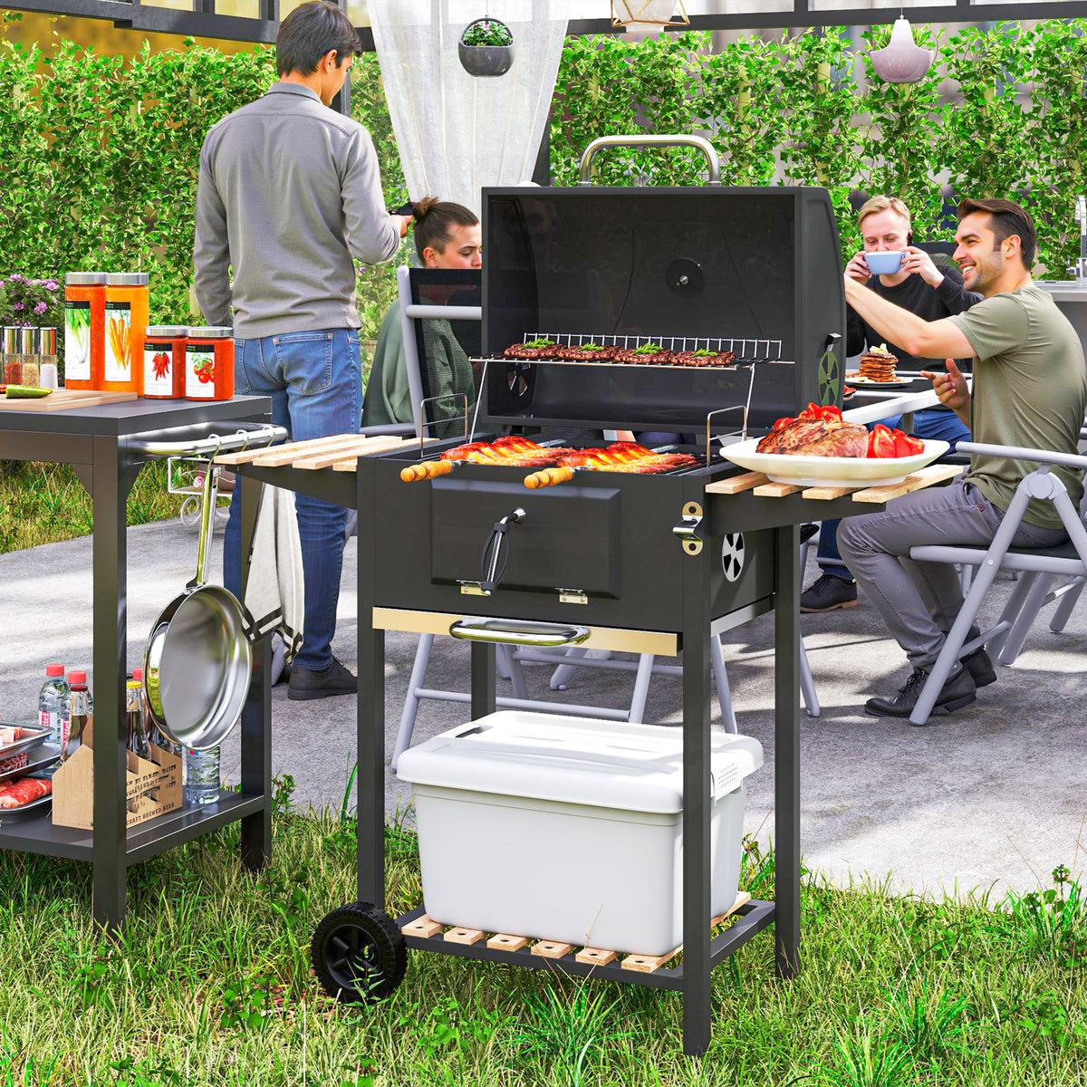 cortex-london-york-charcoal-bbq-grill-warming-rack-temperature-gauge-black-nature-wood-finish