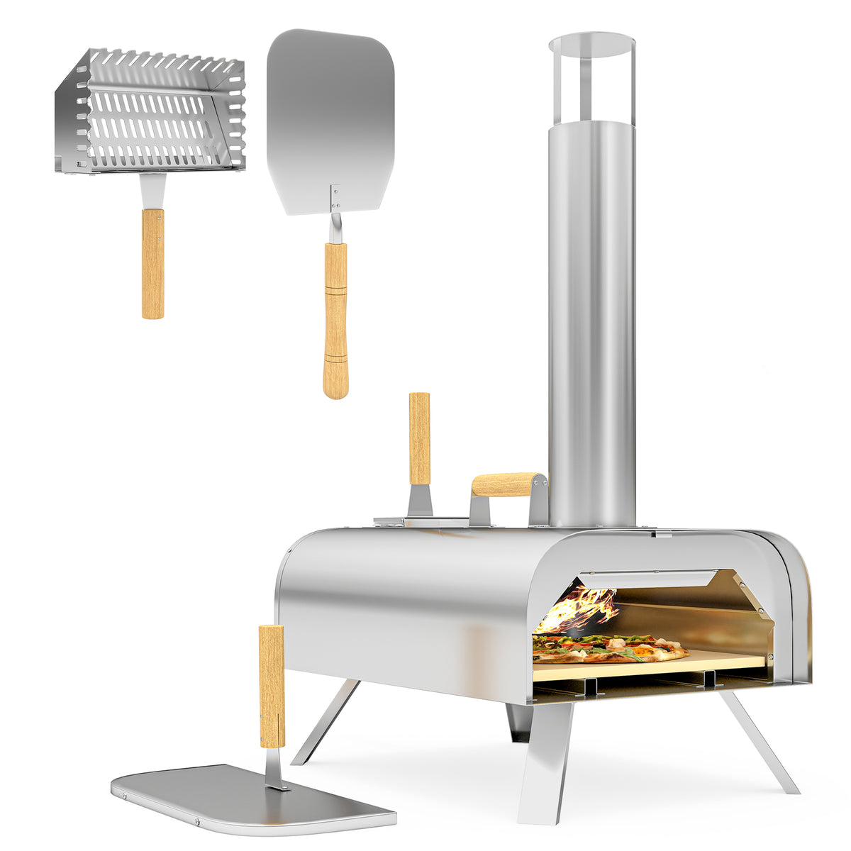 cortex-london-york-portable-12-inch-wood-pellet-pizza-oven-foldable-legs-stainless-steel
