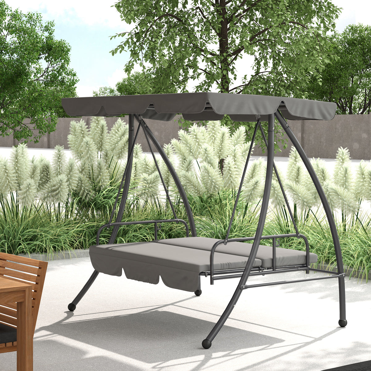 cortex-london-kensington-3-seater-swing-bed-with-canopy-light-grey